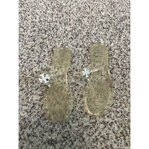 Tory Burch Mini Miller Jelly Flat Flip Flop , Clear / Light Yellow , Sz 10